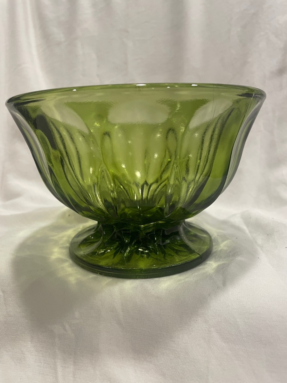 Anchor Hocking Olive Green Glass Pedestal Bowl